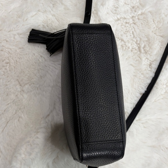 Tory Burch Black Pebbled Leather Crossbody with Tassel - Picture 17 of 17